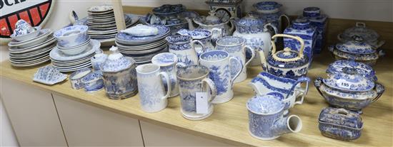 A large quantity of blue and white china